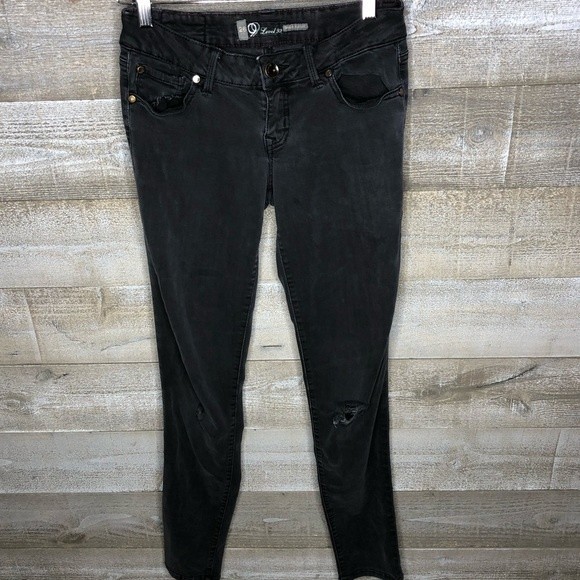 Level 99 skinny straight black skinny jeans distressed - Picture 1 of 4